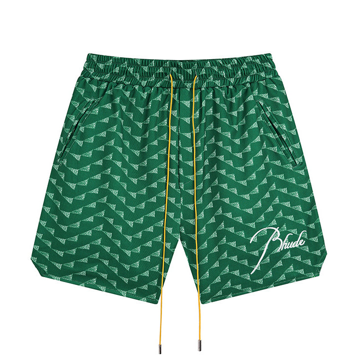 Rhude Letter Embroidered Hip Hop Casual Split Shorts
